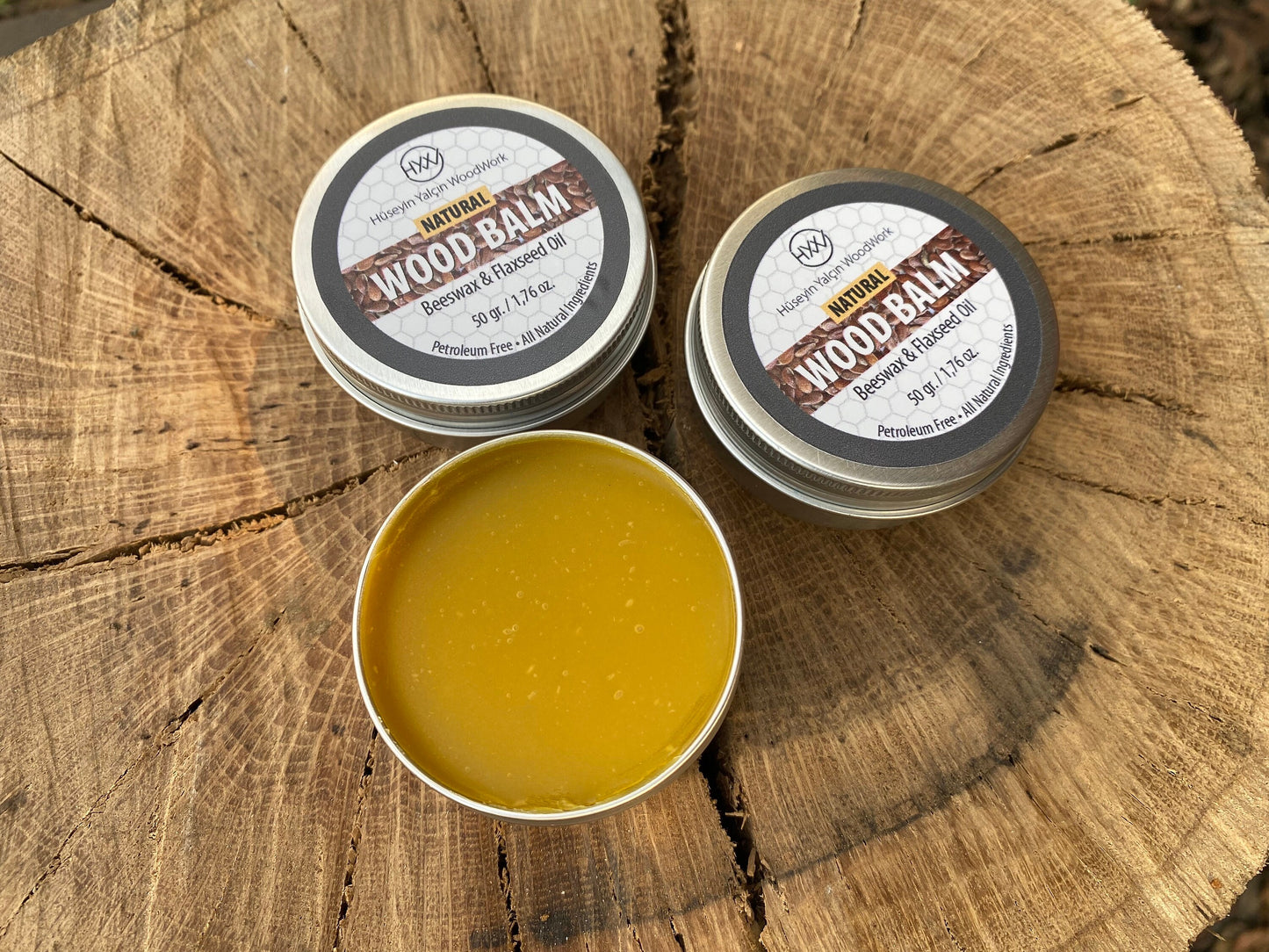 Wood Balm 50ml, Wood Finish, Beeswax Polish, Wood Conditioner, Cutting Board Wax, Wood Butter, Butcher Block Oil, Flaxseed oil wax