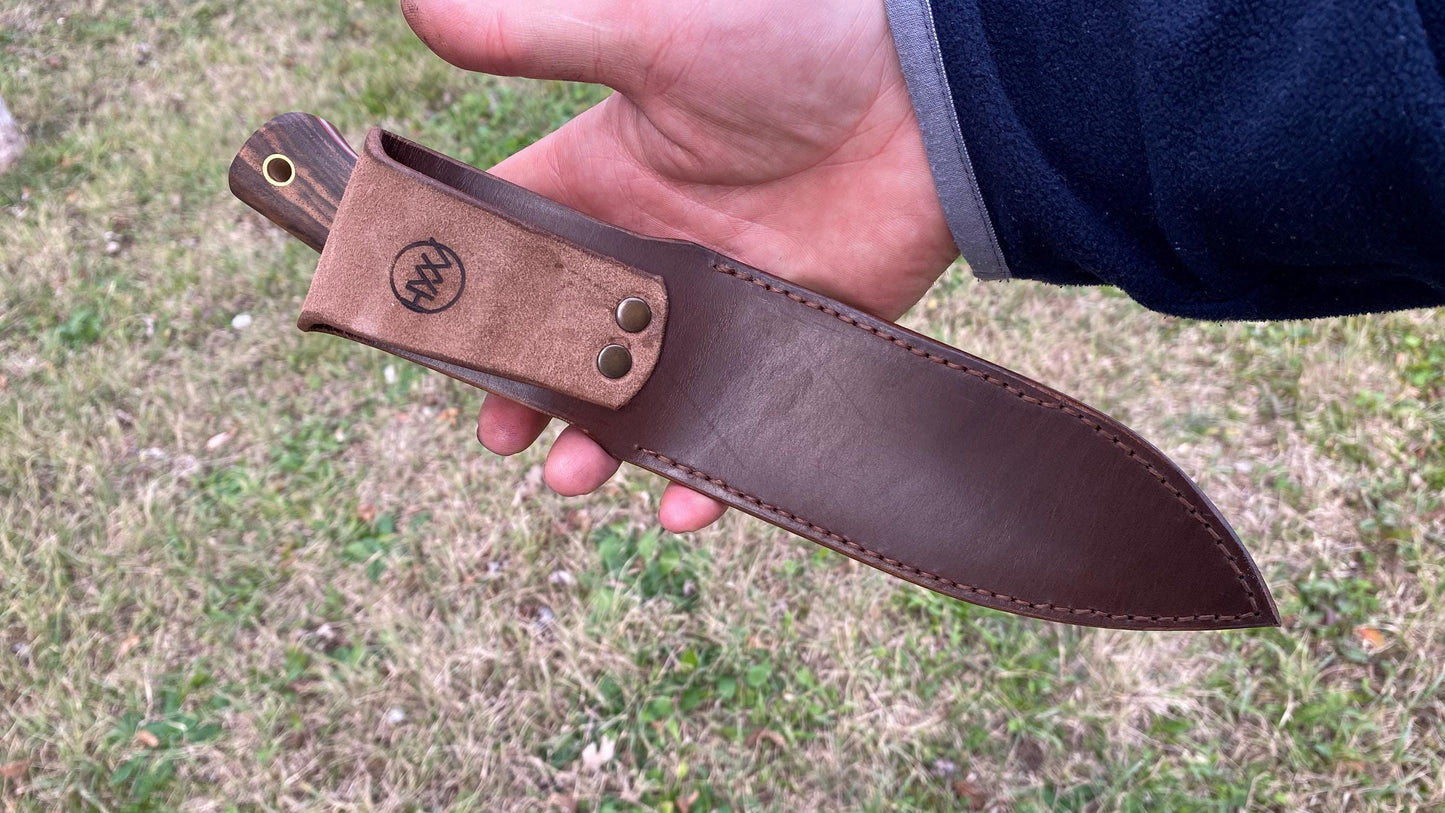 Big Hunting Knife with Leather Sheath, Bushcraft Knife, Camping Knife, Tactical Knife, Full Tang Knife, Survival Knife, Handcraft Knife
