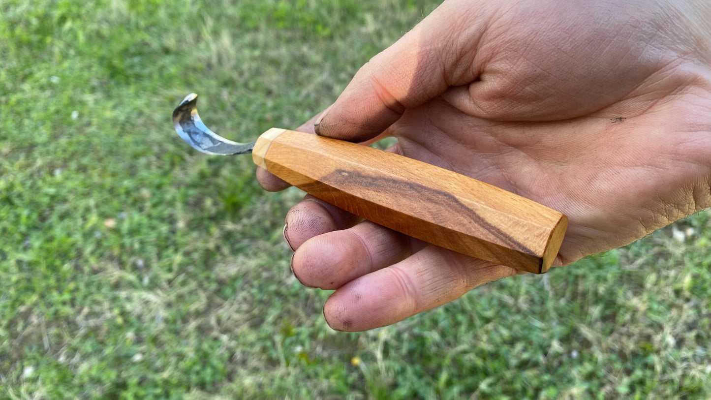 Hollow Back Small Spoon Knife Right Hand Compound Curve, Hook Knife, Wood Carving Knife, Kuksa Knife, Carving Tool