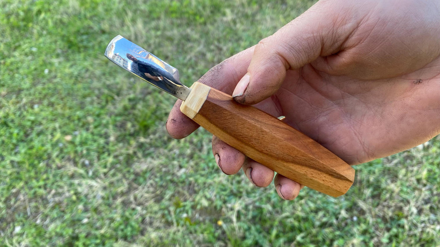 Hollow Back Small Spoon Knife Right Hand Compound Curve, Hook Knife, Wood Carving Knife, Kuksa Knife, Carving Tool