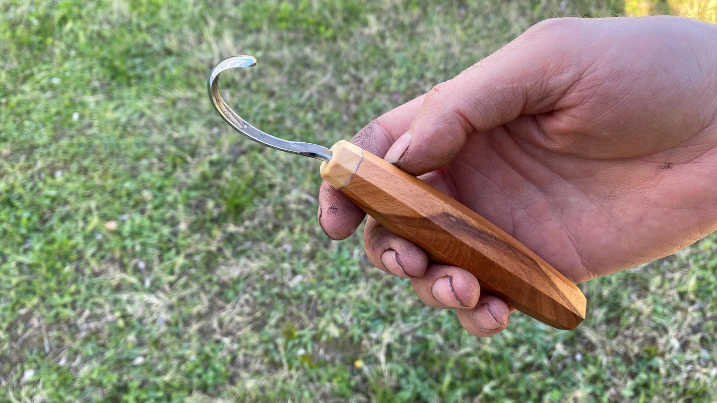 Hollow Back Small Spoon Knife Right Hand Compound Curve, Hook Knife, Wood Carving Knife, Kuksa Knife, Carving Tool