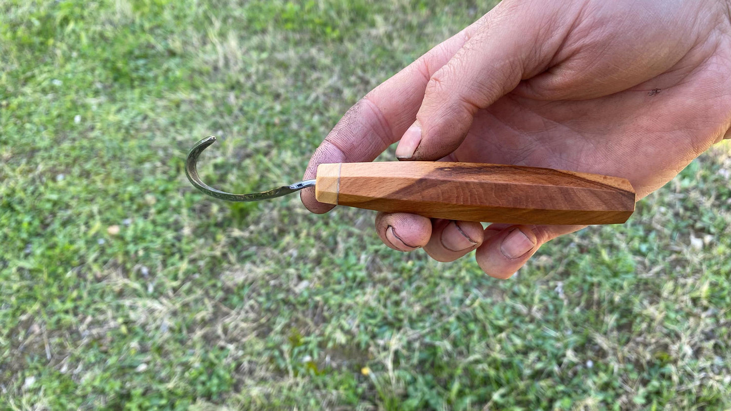 Hollow Back Small Spoon Knife Right Hand Compound Curve, Hook Knife, Wood Carving Knife, Kuksa Knife, Carving Tool