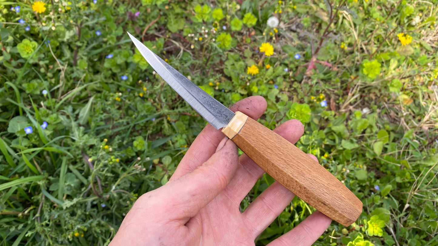 Hollow Ground Sloyd Knife 88mm, Wood Carving Knife, Spoon Carving Knife, Puukko Knife, Kuksa Knife, Carving Tool, Whittling Knife