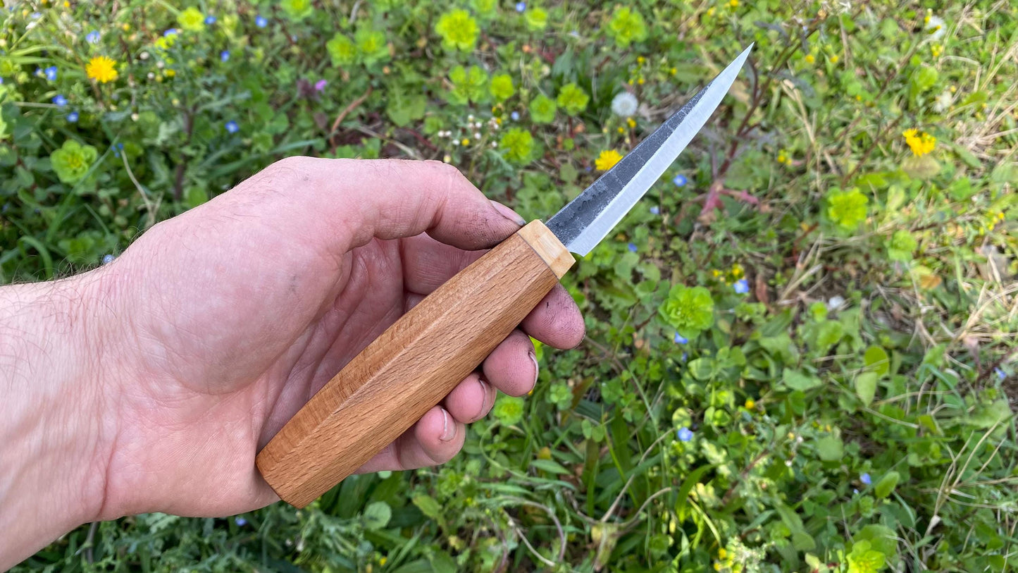 Hollow Ground Sloyd Knife 88mm, Wood Carving Knife, Spoon Carving Knife, Puukko Knife, Kuksa Knife, Carving Tool, Whittling Knife