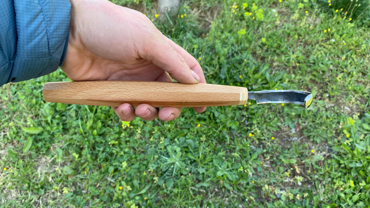Hollow Back Spoon Knife Left Hand Compound Curve New, Hook Knife, Wood Carving Knife, Kuksa Knife, Carving Tool