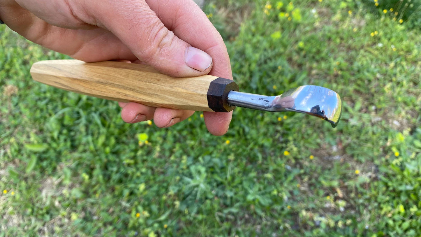 TWCA Cam Spoon Knife 20mm for Left Hand, Hook Knife, Wood Carving Knife, Kuksa Knife, Carving Tool