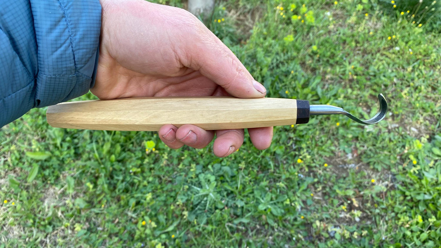 TWCA Cam Spoon Knife 20mm for Left Hand, Hook Knife, Wood Carving Knife, Kuksa Knife, Carving Tool