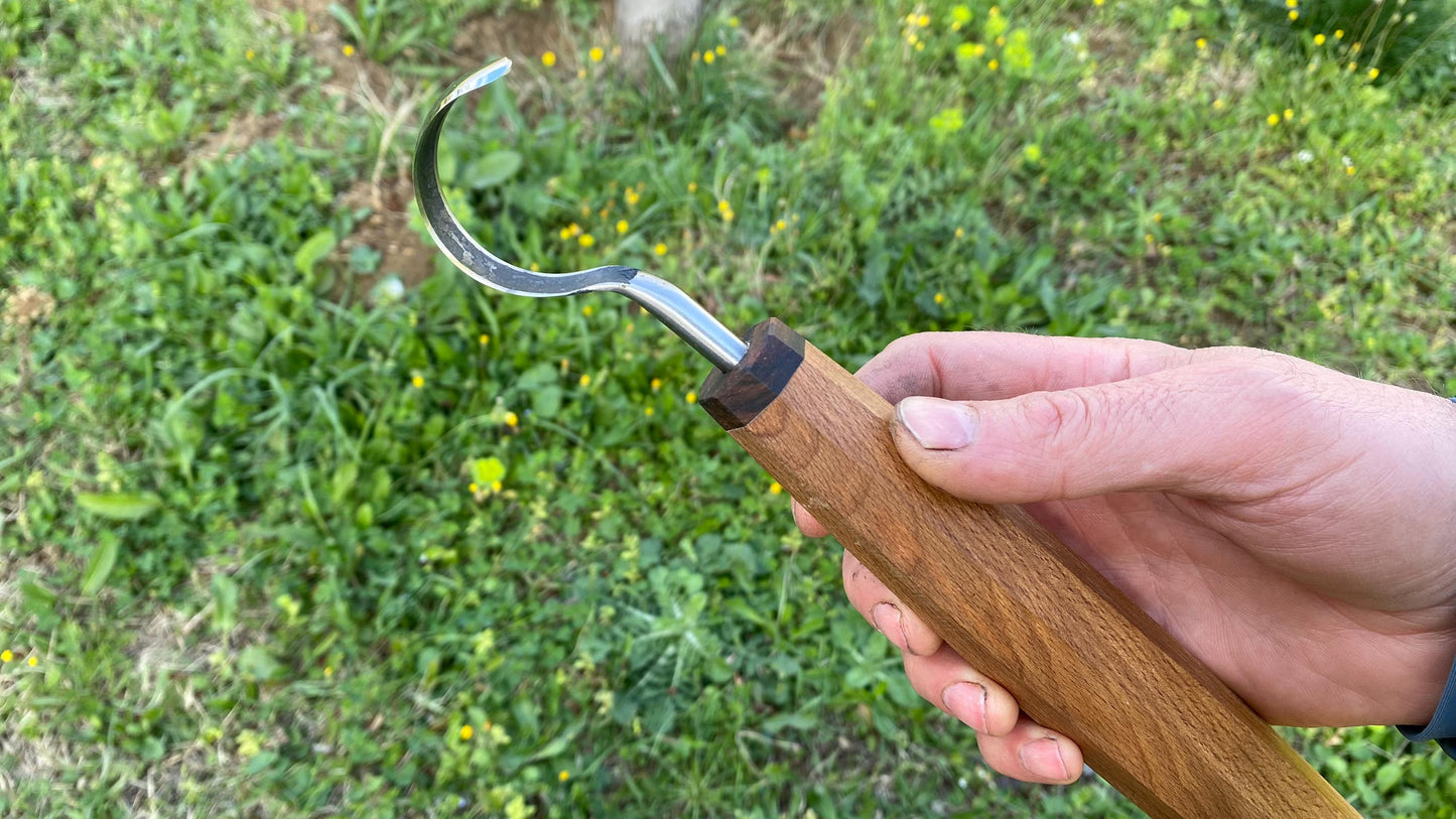 TWCA Cam Spoon Knife 40mm for Right Hand, Hook Knife, Wood Carving Knife, Kuksa Knife, Carving Tool