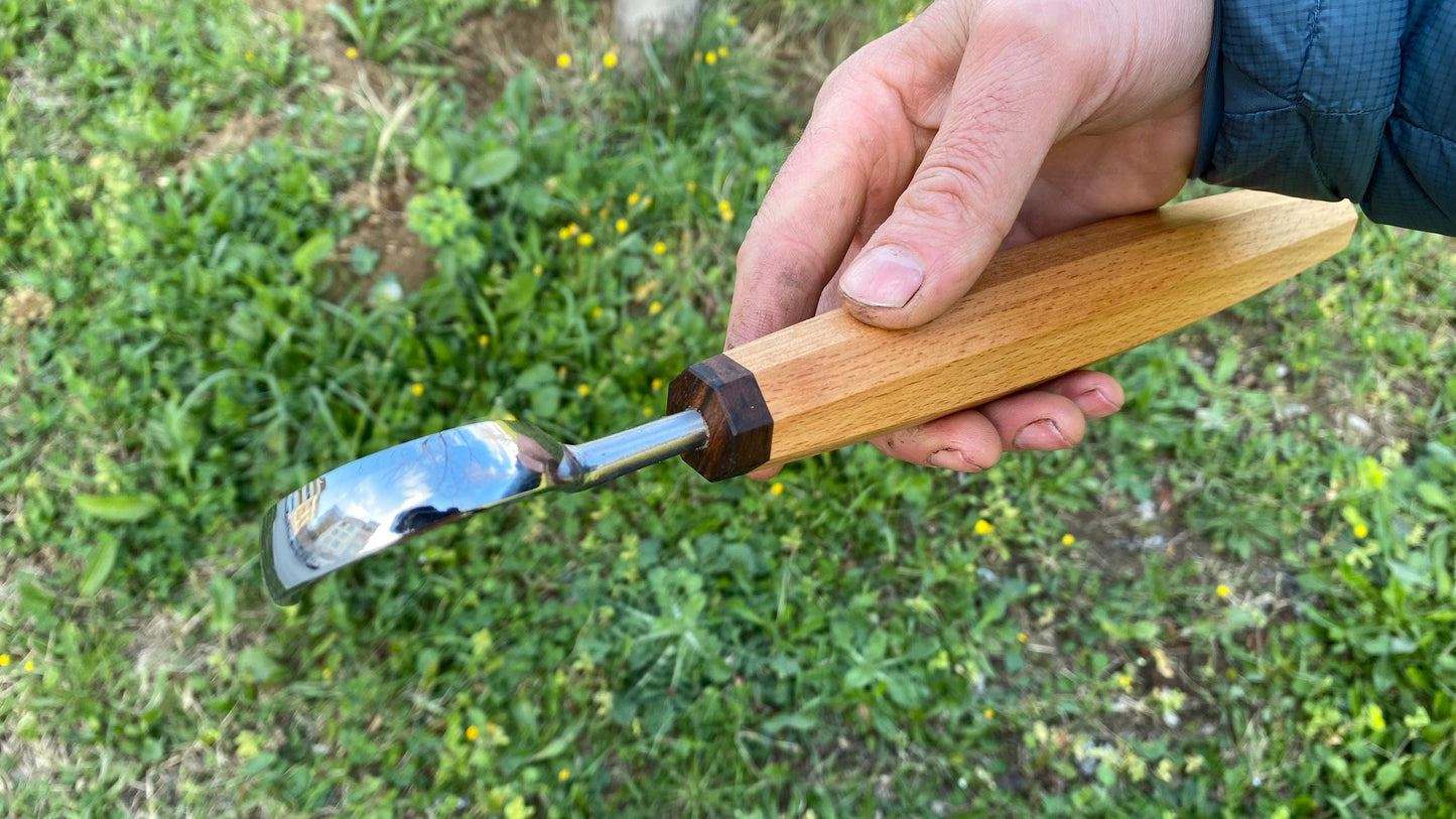 TWCA Cam Spoon Knife 45mm for Right Hand, Hook Knife, Wood Carving Knife, Kuksa Knife, Carving Tool
