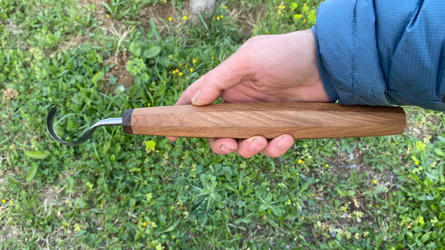 TWCA Cam Spoon Knife 40mm for Right Hand, Hook Knife, Wood Carving Knife, Kuksa Knife, Carving Tool