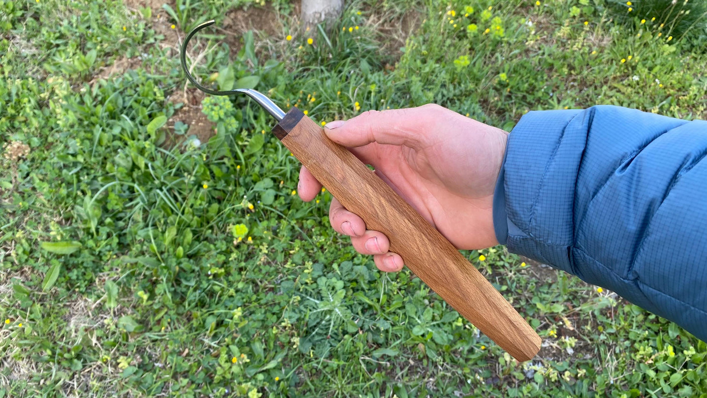 TWCA Cam Spoon Knife 40mm for Right Hand, Hook Knife, Wood Carving Knife, Kuksa Knife, Carving Tool