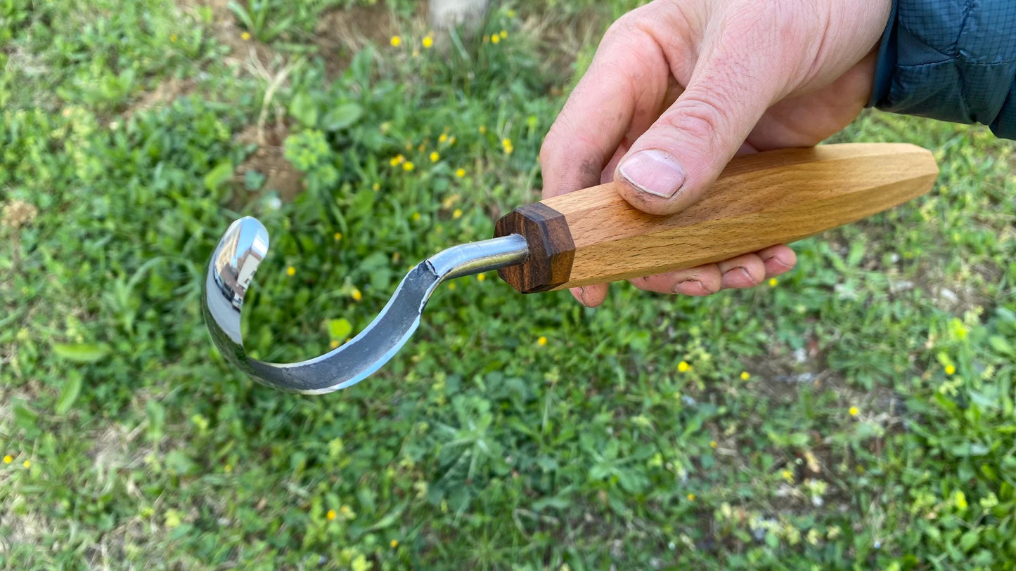 TWCA Cam Spoon Knife 45mm for Right Hand, Hook Knife, Wood Carving Knife, Kuksa Knife, Carving Tool