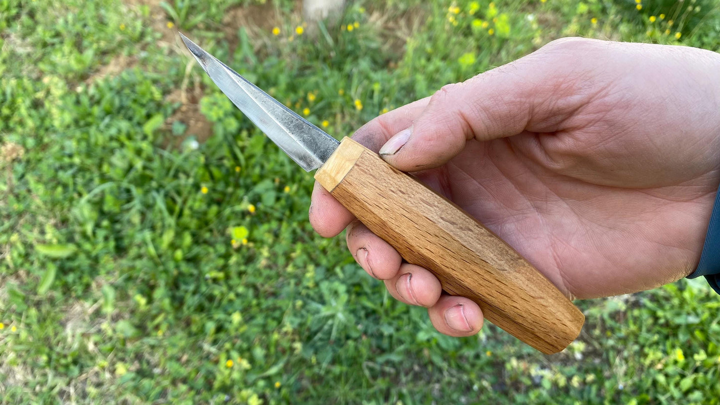 Sloyd Knife 65mm Curved Blade, Wood Carving Knife, Spoon Carving Knife, Puukko Knife, Kuksa Knife, Wood Carving Tool, Whittling Knife