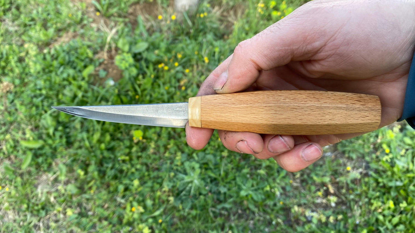 Sloyd Knife 88mm Curved Blade, Wood Carving Knife, Spoon Carving Knife, Puukko Knife, Kuksa Knife, Wood Carving Tool, Whittling Knife