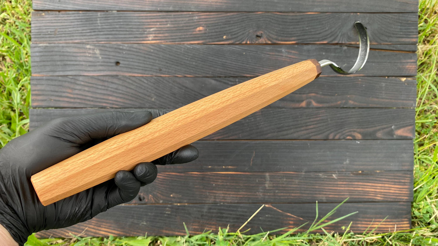 TWCA Cam Spoon Knife 65mm for Left Hand, Hook Knife, Wood Carving Knife, Kuksa Knife, Carving Tool