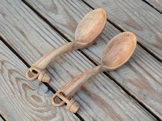 Rattled Spoon Set, Folk Dances Spoon, Traditional Rustic Spoon, Home Decor, Hand Carved Wooden Spoon, Rustic Kitchen Ware, Hand Carved Spoon