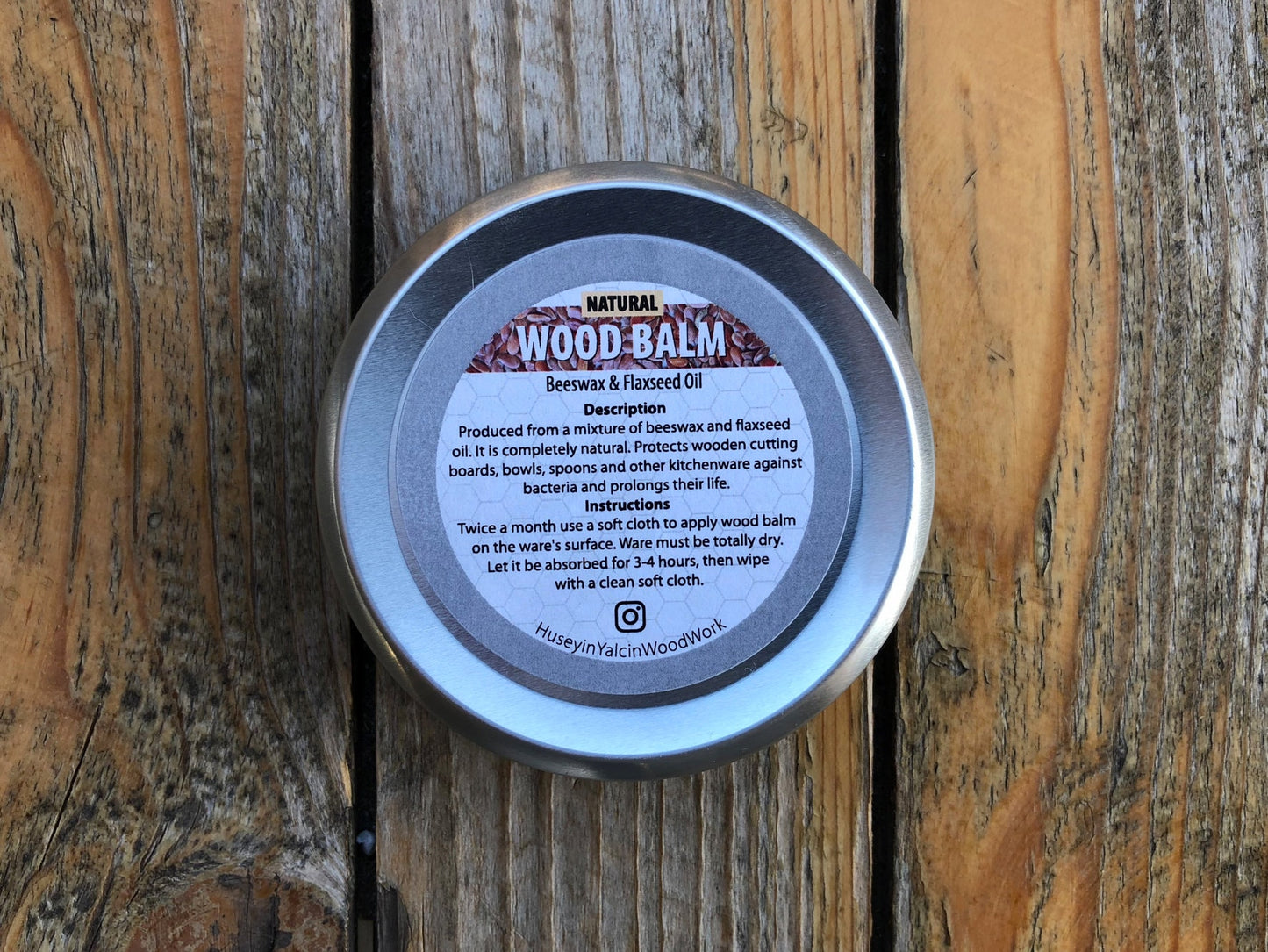 Wood Balm 100ml, Wood Finish, Beeswax Polish, Wood Conditioner, Cutting Board Wax, Wood Butter, Butcher Block Oil, Flaxseed oil wax