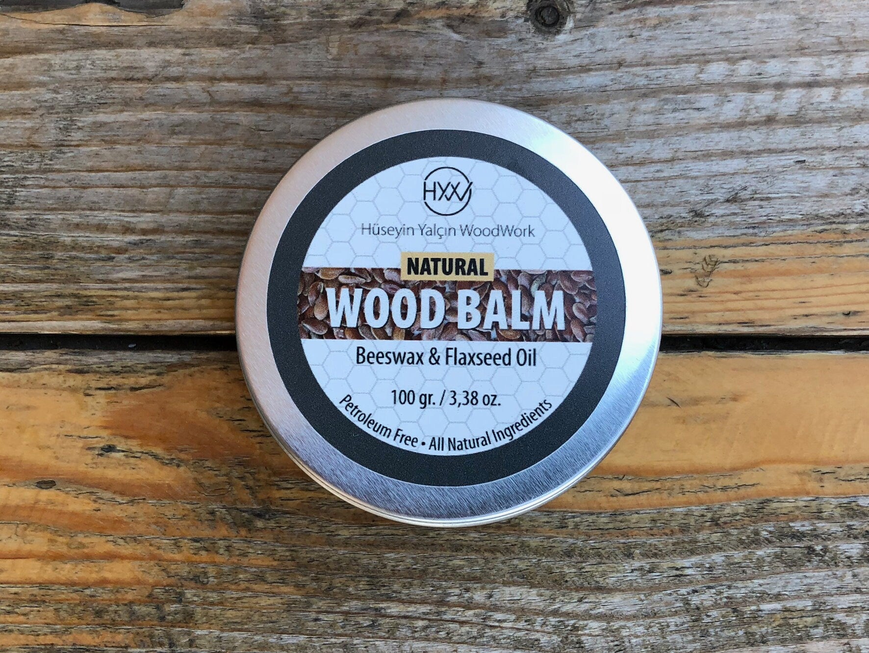 Wood Balm 100ml, Wood Finish, Beeswax Polish, Wood Conditioner, Cutting Board Wax, Wood Butter, Butcher Block Oil, Flaxseed oil wax