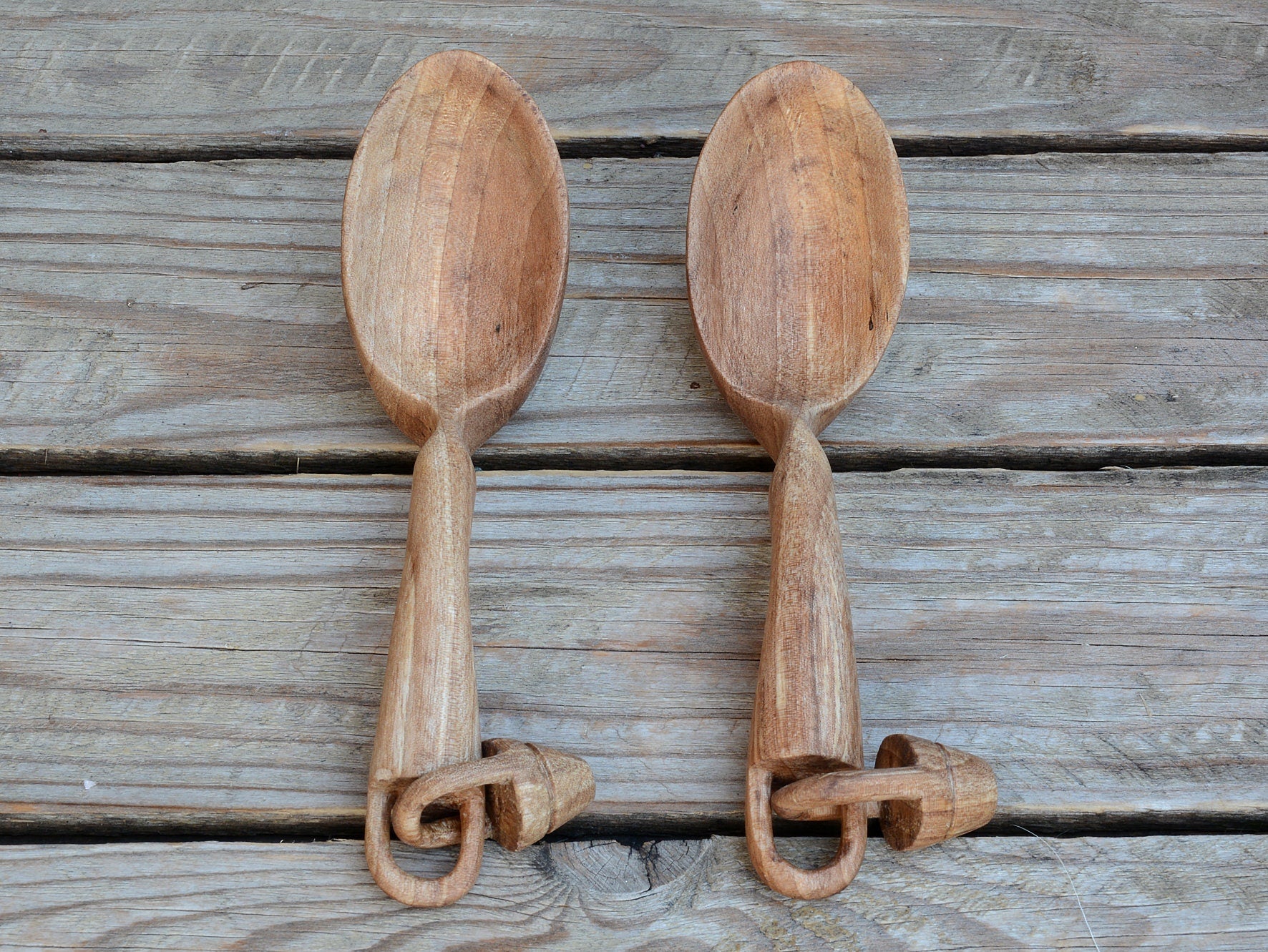 Rattled Spoon Set, Folk Dances Spoon, Traditional Rustic Spoon, Home Decor, Hand Carved Wooden Spoon, Rustic Kitchen Ware, Hand Carved Spoon