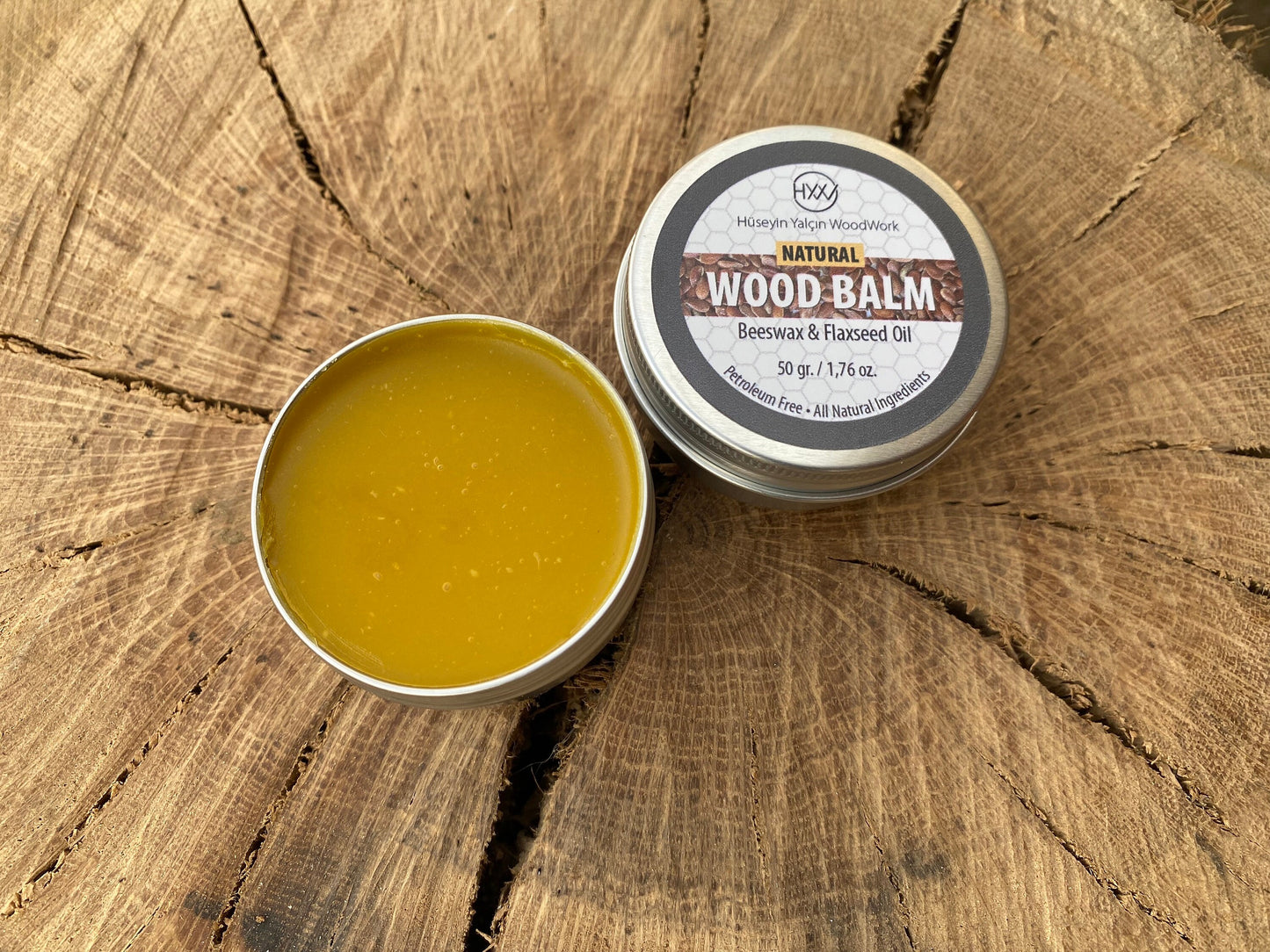 Wood Balm 50ml, Wood Finish, Beeswax Polish, Wood Conditioner, Cutting Board Wax, Wood Butter, Butcher Block Oil, Flaxseed oil wax