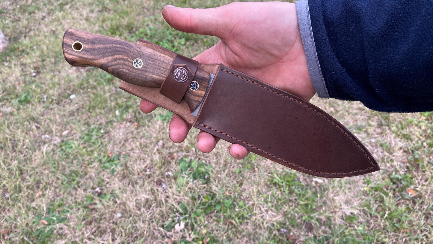 Big Hunting Knife with Leather Sheath, Bushcraft Knife, Camping Knife, Tactical Knife, Full Tang Knife, Survival Knife, Handcraft Knife