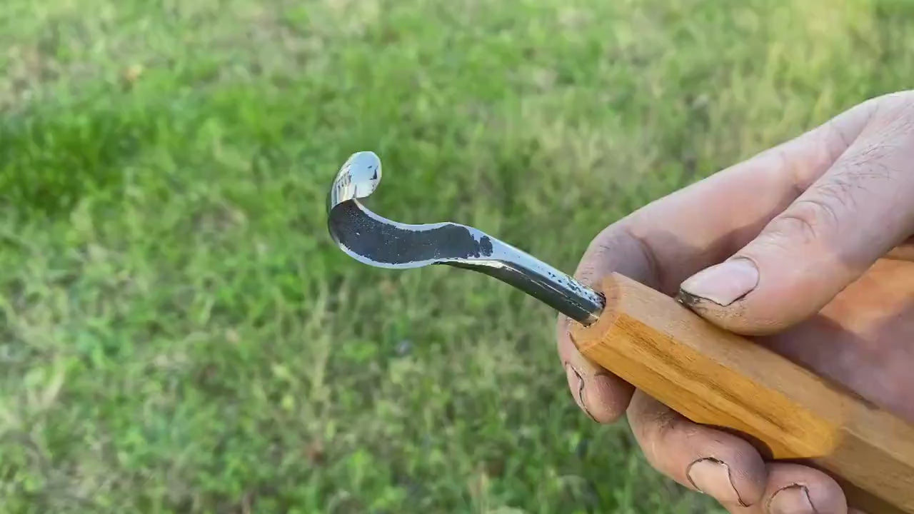 TWCA Cam Spoon Knife 20mm for Right Hand, Hook Knife, Wood Carving Knife, Kuksa Knife, Carving Tool