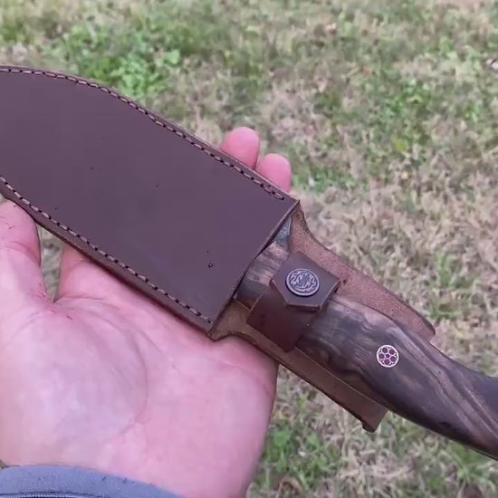 Nessmuk Knife, Big Hunting Knife with Leather Sheath, Bushcraft Knife, Camping Knife, Tactical Knife, Full Tang Knife, Survival Knife