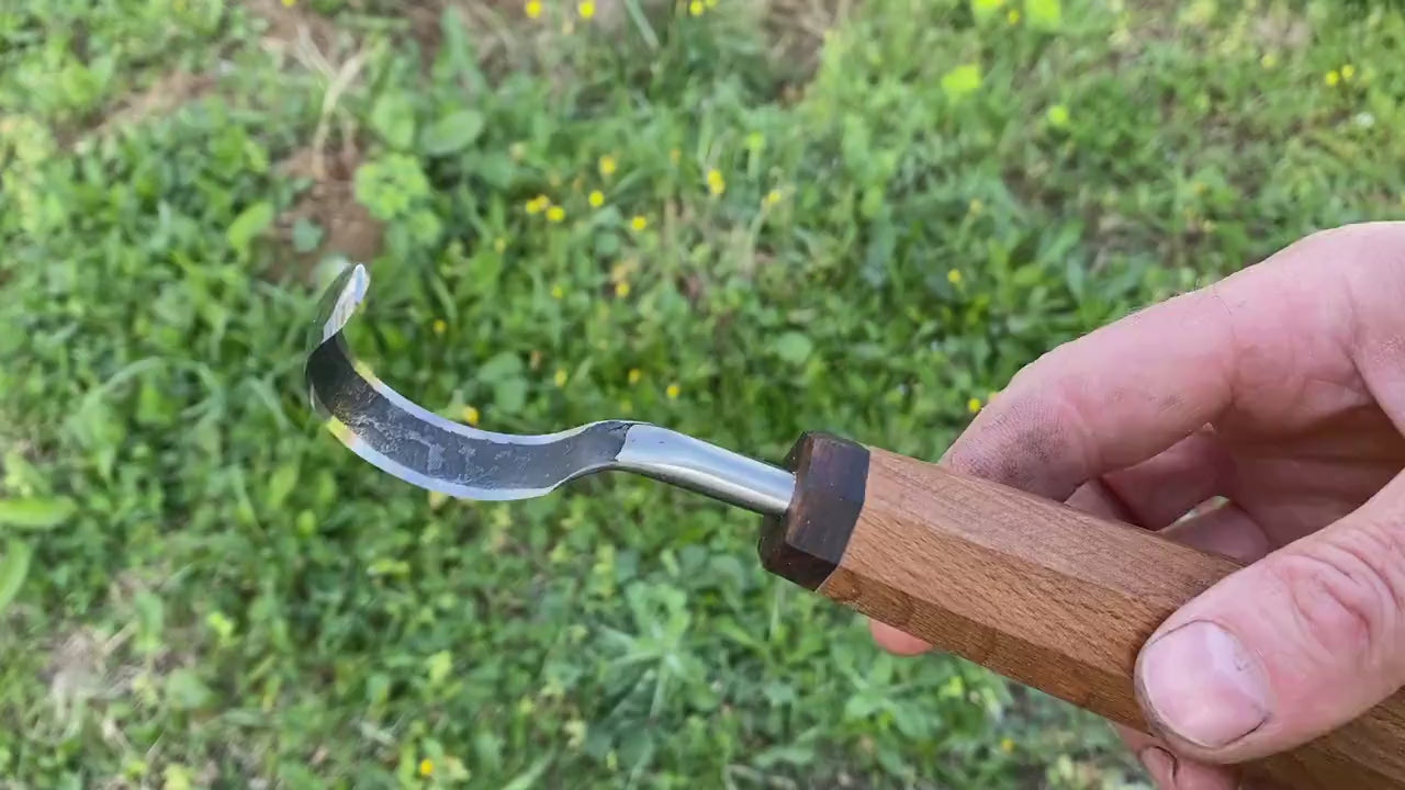 TWCA Cam Spoon Knife 40mm for Right Hand, Hook Knife, Wood Carving Knife, Kuksa Knife, Carving Tool